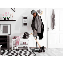 Q-connect Perchero Metálico Gris de Pie con 10 Colgadores y Paraguero 174x40cm