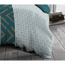 Home Linge Passion HOM3701393708319 - Juego de funda nórdica de microfibra Ethno con diseño de círculos 240x260 cm + 2 fundas de almohada 63x63 cm - azul pato