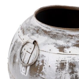 Vasija Blanco Rozado Metal Decoración 48 X 48 X 43 cm