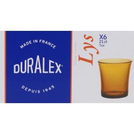 Duralex Set 6 Vasos Ámbar Lys 21 cl - Vidrio Templado Resistente y Duradero para Agua o Zumo (12 Cajas)