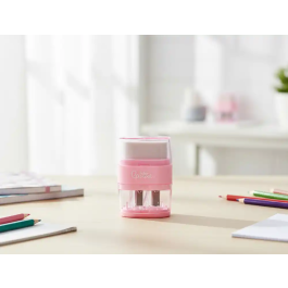 Liderpapel Goma de Borrar Rectangular con Protector Plástico y Sacapuntas 2 Usos Colores Surtidos