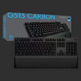 Logitech G G513 Teclado Gaming Mecánico RGB LIGHTSYNC con Interruptores GX Brown, Reposamanos de Espuma Viscoelástica, Carbono