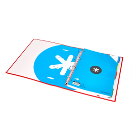 Antartik Carpeta con recambio A4 cuadro 5mm con solapa y 4 anillas 40mm, color rojo