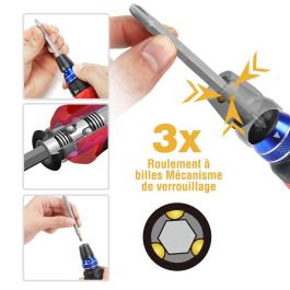 Workpro Destornillador de Carraca 12 en 1 con Cambio Rápido de Puntas, Incluye Puntas Planas, Phillips y Torx