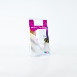 TooQ TQWC-GANQCPD30WT Cargador de Pared GaN 30W con Puerto USB-C Power Delivery y Puerto USB-A Quick Charge, Blanco