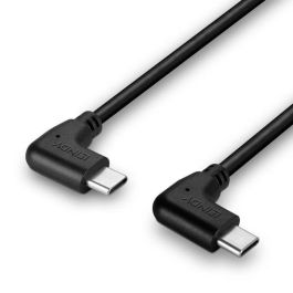 Lindy Cable USB 2.0 Tipo C Macho a Macho, 0.5m, Conectores 90° en Ángulo Recto, 480Mbps, Doble Apantallado