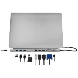 LogiLink UA0373 USB-C 11-in-1 PD 100W Docking Station Plata
