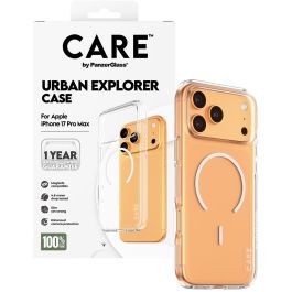 PanzerGlass CARE by Flagship Case Transparent Urban Explorer w. White MagSafe iPhone 17 Pro Max Funda Transparente Compatible con MagSafe