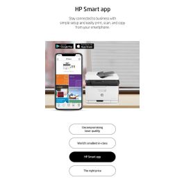 HP 4ZB97A Multifunción Láser Color Impresora, Copiadora, Escáner y Fax con WiFi, ADF - Blanca