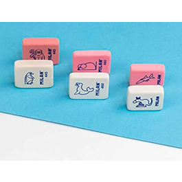 Milan Goma de borrar 445 Blister de 5 unidades para Lápiz, Suave tipo 'miga de pan'