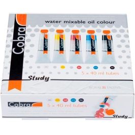 Talens Cobra Study Set Estuche 5 Tubos de 40 mL Pintura al Óleo Miscible con Agua - Blanco, Amarillo, Magenta, Cian, Negro Precio: 17.78999959. SKU: S8418251