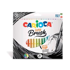 Carioca Rotulador Punta Pincel Lavable Caja 20 Unidades Colores Surtidos