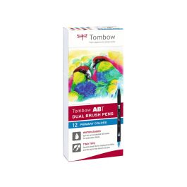 Rotulador Tombow Abt Dual Brush Acuarelable Doble Punta Fina-Pincel Estuche De 12 Unidades Colores Primarios