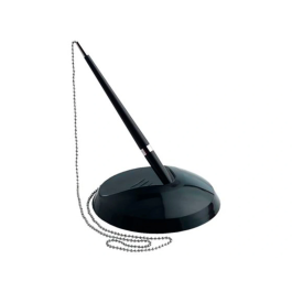 Q-connect Bolígrafo Extensible con Cadena Metálica y Soporte Adhesivo, Tinta Azul, Trazo 0,7 mm