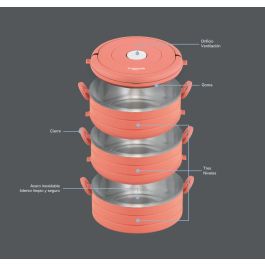 Thermosport Fiambrera Plástico Acero 0.6L - Dimensiones: 15.6 cm Ancho x 18 cm Alto x 15.3 cm Largo (6 Unidades)