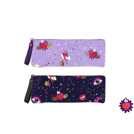 DKD Home Decor Estuche Moderno Impermeable Nylon Poliéster PU Lila Rosa Multicolor 2,5 x 9,5 x 22,5 cm Pack 12 Unidades Surtido Aleatorio