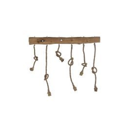 DKD Home Decor Lampara Techo Estilo Alpino Marron 15 x 86 x 118 cm Teca Reciclada y Cuerda Hecho a Mano