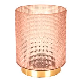 Lámpara de mesa de cristal en relieve rosa