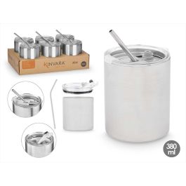 Vaso con pajita y tapa de acero inoxidable Kinvara 380 ml, 9.3x14x8.7 cm (12 Unidades) Precio: 62.50000053. SKU: B17FRRJGXP