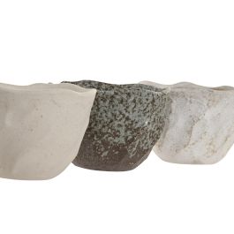 DKD Home Decor Vaciabolsillos Scandi Blanco Crema Cerámica 11.5 x 8 x 11.5 cm (6 Unidades)