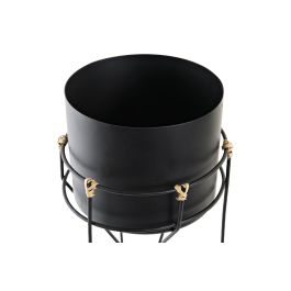 DKD Home Decor Macetero Colonial de Metal Negro y Dorado, Medidas 17x17x35 cm (Ancho x Fondo x Alto), Lote de 4 Unidades