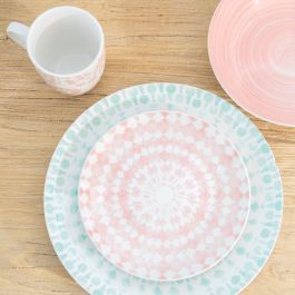 Plato Llano Turquesa-Blanco Porcelana 27 X 27 X 2,50 cm