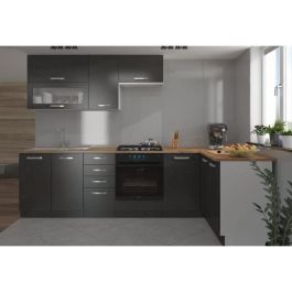 LASSEN Cocina de esquina completa 240x165 cm con encimera - Gris Matera LASSEN Cocina de esquina completa 240x165 cm con encimera - Gris Matera