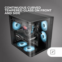 Mars Gaming MCCURV Caja Semitorre ATX Gaming Curva Negra con Cristal Templado y 4 Ventiladores FRGB