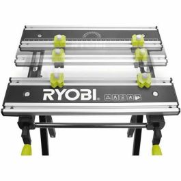 Ryobi RWB03 Banco de trabajo plegable y giratorio, mesa de metal ajustable de aluminio/acero, 7 alturas, 4 inclinaciones, carga 100 kg, 600x570mm