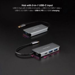 Nanocable 10.16.1005 Hub USB-C 3.2 Gen1 con 3 USB-A 3.0, 1 USB-C 3.2 Gen1 y 1 USB-C PD 100W Carga, Gris 15cm Nanocable 10.16.1005 Hub USB-C 3.2 Gen1 con 3 USB-A 3.0, 1 USB-C 3.2 Gen1 y 1 USB-C PD 100W Carga, Gris 15cm