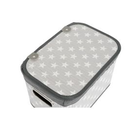 DKD Home Decor Cesta Tradicional Gris Blanco Set de 6 Piezas Bambú Poliéster Algodón MDF 51 x 35 x 33 cm