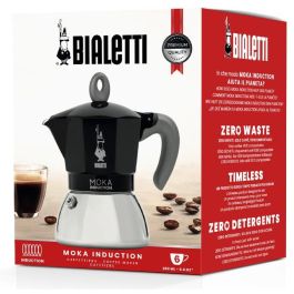 Bialetti Cafetera Moka Inducción 1.4 L - Mokka-Kanne de Aluminio Negro para Cocinas de Inducción