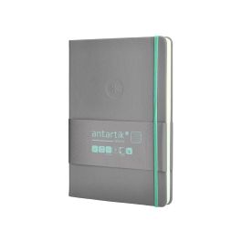 Cuaderno Con Gomilla Antartik Notes Tapa Dura A5 Hojas Cuadricula Gris Y Turquesa 100 Hojas 80 gr Fsc