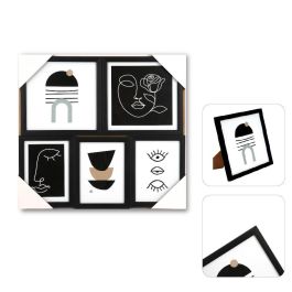 DKD Home Decor Set de 2 Marcos Multifoto Modernos Negros para 5 Fotos 22.5x22.5 cm MDF y Cristal Precio: 21.99054. SKU: B1462MLENK