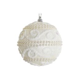 DKD Home Decor Decoración Colgante Navidad Moderna Blanco Porexpan 8 x 8 x 8 cm (12 Unidades)
