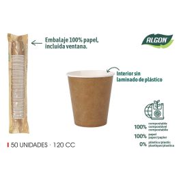 Algon Set 50 Vasos Cartón Kraft 120 cc (6x6x6 cm) (20 Unidades) Precio: 18.8899997. SKU: B1CZGQR9Y2