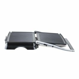 H.Koenig GR20 Plancha eléctrica de carne y panini 2000W - Superficie 29.7x23 cm, Termostato ajustable, Auto altura, Acero inoxidable y negra