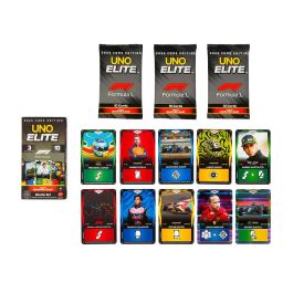 Mattel Games UNO Elite Fórmula 1 - Booster Pack Jlv43 - 30 Cartas Especiales Elite, Expansión de Juego de Cartas