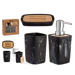 Set de Baño de Plástico y Bambú Negro Berilo - 19x8x20 cm (8 Unidades) Precio: 104.59000057. SKU: S3609776
