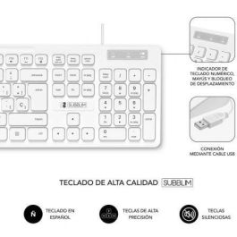 SUBBLIM Combo Business Slim Silencioso con cable USB Blanco