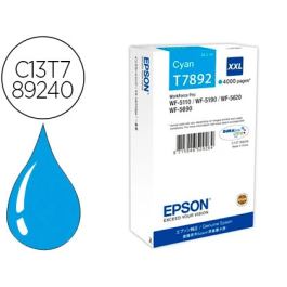 Epson T7892XXL Cartucho de Tinta Cian de Alta Capacidad para WorkForce WF-5110 / 5190 / 5620 / 5690 Precio: 85.49999997. SKU: S8405703