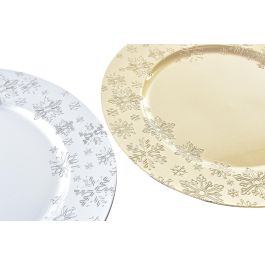 Centro Mesa Navidad Moderna DKD Home Decor Dorado Plateado 33 x 2 x 33 cm (12 Unidades)