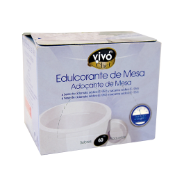 Vivochef Edulcorante de mesa fácil disolución, 60 sobres, dispensador