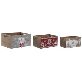 Caja Alpino DKD Home Decor Rojo Gris 26 x 18 x 36 cm Set de 3 (2 Unidades)