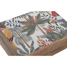 Joyero Tropical DKD Home Decor Verde Naranja 18 x 8.5 x 25.5 cm Set de 2