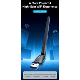 Vention Adaptador USB WiFi KDTB0 AC650Mbps Dual Band con Antena Negro