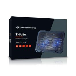 Conceptronic Base Refrigeración para Portátiles con 2 Ventiladores Ultrasilenciosos, Ajuste de Altura, hasta 15.6"