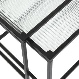 Home Deco Factory Juego 2 Mesas Auxiliares Nido Essentiel Metal y Vidrio 40x40cm y 35x35cm