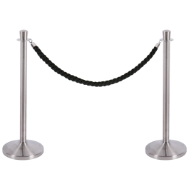 Blanca Poste Separador Cromado Satinado para Control de Acceso y Separación de Ambientes | 940 mm Alto x 320 mm Base