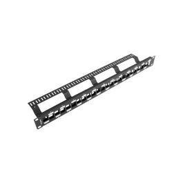 Lanberg Patch Panel de Red 24 Puertos Keystone 1U 19 pulgadas para Rack, Diseño Alterno, Sin Equipar, Acabado Negro RAL9004